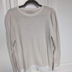 Ann Taylor Loft Puff Sleeve Herringbone Sweater